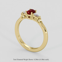 0.70 Ct. Ruby Ring, 18K Yellow Gold 2