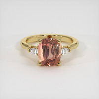 4.03 Ct. Padparadscha Sapphire Ring, 18K Yellow Gold 1