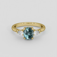 1.36 Ct. Greenish Blue Sapphire Ring, 18K Yellow Gold 1