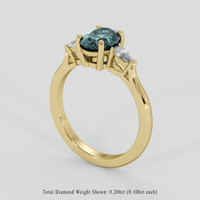 1.36 Ct. Greenish Blue Sapphire Ring, 18K Yellow Gold 2