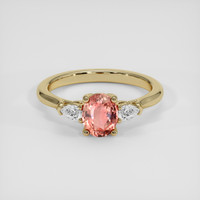 1.08 Ct. Padparadscha Sapphire Ring, 18K Yellow Gold 1
