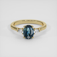 1.51 Ct. Greenish Blue Sapphire Ring, 18K Yellow Gold 1