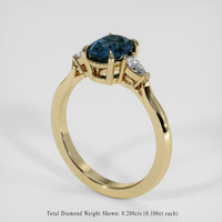 1.51 Ct. Greenish Blue Sapphire Ring, 18K Yellow Gold 2