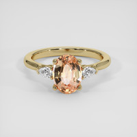 2.16 Ct. Padparadscha Sapphire Ring, 18K Yellow Gold 1