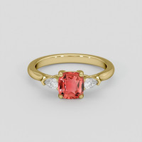 1.07 Ct. Padparadscha Sapphire Ring, 18K Yellow Gold 1