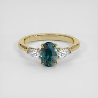 1.59 Ct. Greenish Blue Sapphire Ring, 18K Yellow Gold 1
