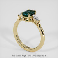 1.59 Ct. Greenish Blue Sapphire Ring, 18K Yellow Gold 2