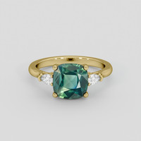 3.03 Ct. Bluish Green Sapphire Ring, 18K Yellow Gold 1