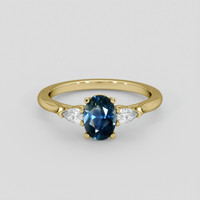 0.89 Ct. Greenish Blue Sapphire Ring, 18K Yellow Gold 1