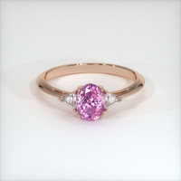 0.99 Ct. Pink Sapphire Ring, 14K Rose Gold 1