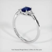 1.40 Ct. Blue Sapphire Ring, 14K White Gold 2