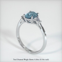 1.62 Ct. Greyish Blue Sapphire Ring, 14K White Gold 2