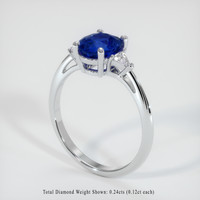 1.99 Ct. Blue Sapphire Ring, 18K White Gold 2