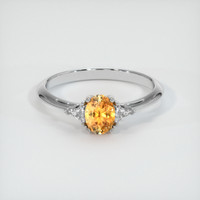 0.59 Ct. Peach Sapphire Ring, 18K White Gold 1
