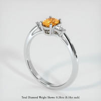 0.59 Ct. Peach Sapphire Ring, 18K White Gold 2