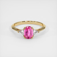 1.25 Ct. Pink Sapphire Ring, 14K Yellow Gold 1