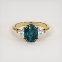 2.52 Ct. Greenish Blue Sapphire Ring, 14K Yellow Gold 1