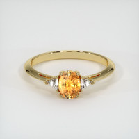 0.59 Ct. Peach Sapphire Ring, 14K Yellow Gold 1