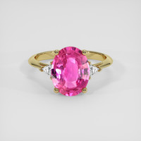 3.09 Ct. Pink Sapphire Ring, 18K Yellow Gold 1