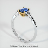 0.59 Ct. Blue Sapphire Ring, 14K Yellow & White 2