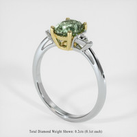 1.40 Ct. Green Sapphire Ring, 18K Yellow & White 2