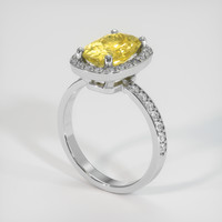 2.35 Ct. Yellow Sapphire Ring, 14K White Gold 2