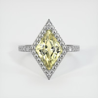 3.20 Ct. Yellowish Green Sapphire Ring, 14K White Gold 1