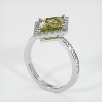 3.20 Ct. Yellowish Green Sapphire Ring, 14K White Gold 2