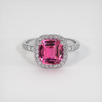 3.13 Ct. Pink Sapphire Ring, 18K White Gold 1