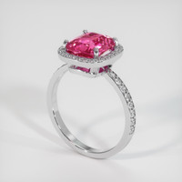 3.13 Ct. Pink Sapphire Ring, 18K White Gold 2