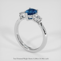 0.89 Ct. Blue Sapphire Ring, Platinum 950 2
