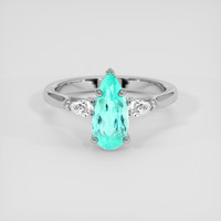 1.58 Ct. Greenish Blue Paraiba Tourmaline Ring, Platinum 950 1