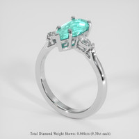 1.58 Ct. Greenish Blue Paraiba Tourmaline Ring, Platinum 950 2