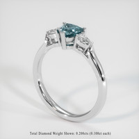 0.71 Ct. Greenish Blue Sapphire Ring, Platinum 950 2
