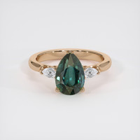 3.00 Ct. Bluish Green Sapphire Ring, 18K Rose Gold 1