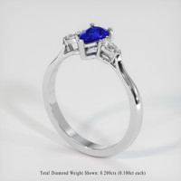 0.80 Ct. Blue Sapphire Ring, 10K White Gold 2