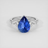 3.04 Ct. Blue Sapphire Ring, 14K White Gold 1