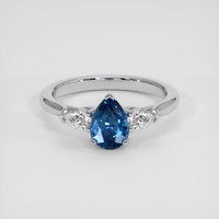 0.89 Ct. Blue Sapphire Ring, 18K White Gold 1