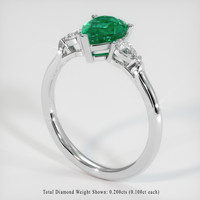 0.97 Ct. Emerald Ring, 18K White Gold 2