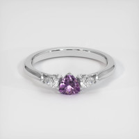 0.44 Ct. Pinkish Purple Sapphire Ring, 18K White Gold 1