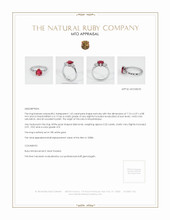 Ruby Ring 1.62 Ct., 18K White Gold Appraisal