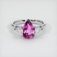 1.70 Ct. Purplish Pink Sapphire Ring, 18K White Gold 1