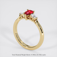 0.71 Ct. Ruby Ring, 14K Yellow Gold 2