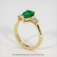 Three Stone Emerald Ring 1.12 Ct., 18K Yellow Gold Preview