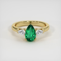 0.73 Ct. Emerald Ring, 18K Yellow Gold 1