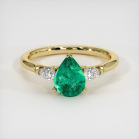 0.97 Ct. Emerald Ring, 18K Yellow Gold 1