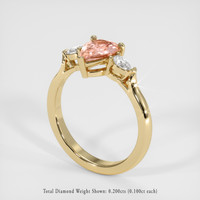 1.14 Ct. Padparadscha Sapphire Ring, 18K Yellow Gold 2
