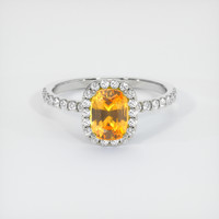 1.29 Ct. Yellowish Orange Sapphire Ring, Platinum 950 1
