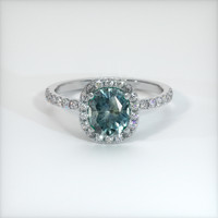 1.19 Ct. Greenish Blue Sapphire Ring, Platinum 950 1