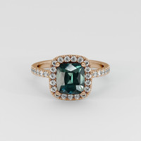 3.24 Ct. Bluish Green Sapphire Ring, 14K Rose Gold 1